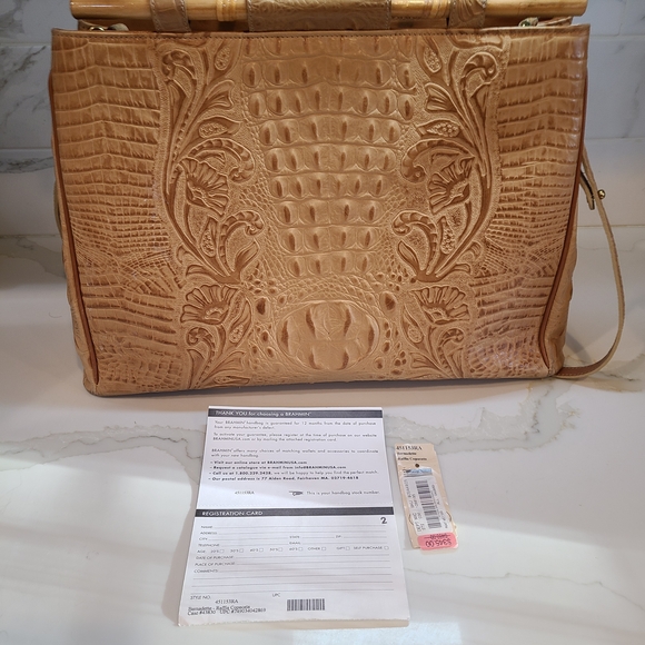 Brahmin Vintage Bernadette Raffia Copacata Bamboo Handle Shoulder Bag RARE GUC - Picture 11 of 16